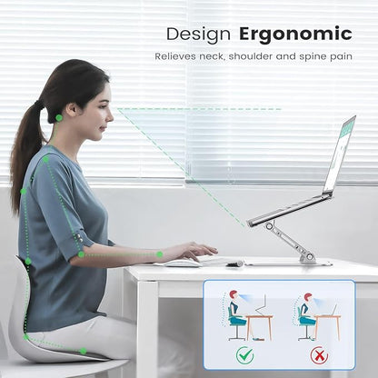Orlian Laptop Stand Adjustable Computer Stand Sturdy Aluminum Laptop Stand for Desk Foldable Laptop Holder Portable Riser for 11–16 - inch Laptop Notebook Tablet and More, Silver | Stands - TrueDesk
