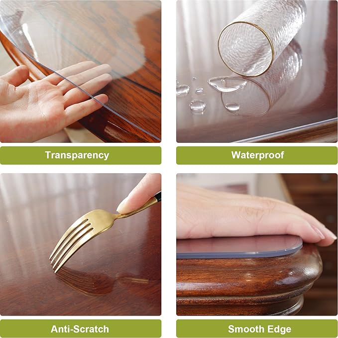 OstepDecor Clear Table Protector 25 x 48 Inch, 2mm Thick Plastic Table Cover, Waterproof PVC Clear Table Cover Protector, Desk Protector Mat, Writing Desk Pad for Desktop, Coffee & Dining Room Table | Table Pads - TrueDesk
