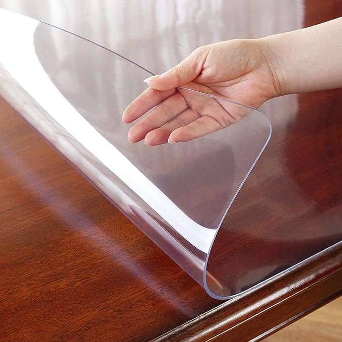 OstepDecor Clear Table Protector 42 x 108 Inch, 2mm Thick Plastic Table Cover, Waterproof PVC Clear Table Cover Protector, Desk Protector Mat, Writing Desk Pad for Desktop, Coffee & Dining Room Table | Table Pads - TrueDesk