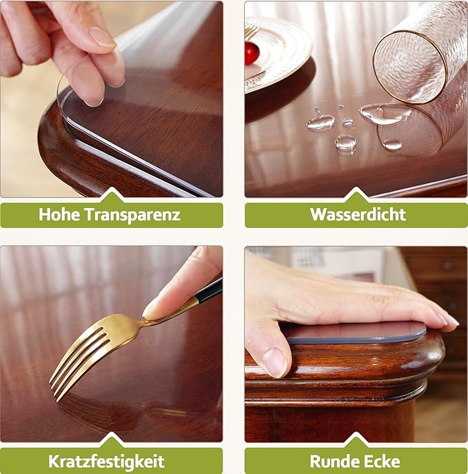 OstepDecor Clear Table Protector 42 x 108 Inch, 2mm Thick Plastic Table Cover, Waterproof PVC Clear Table Cover Protector, Desk Protector Mat, Writing Desk Pad for Desktop, Coffee & Dining Room Table | Table Pads - TrueDesk