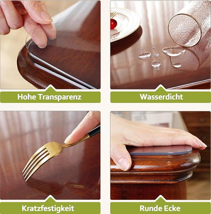 OstepDecor Clear Table Protector 44 x 108 Inch, 2mm Thick Plastic Table Cover, Waterproof PVC Clear Table Cover Protector, Desk Protector Mat, Writing Desk Pad for Desktop, Coffee & Dining Room Table | Table Pads - TrueDesk