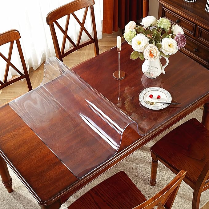 OstepDecor Clear Table Protector 48 x 48 Inch, 2mm Thick Plastic Table Cover, Waterproof PVC Clear Table Cover Protector, Desk Protector Mat, Writing Desk Pad for Desktop, Coffee & Dining Room Table | Table Pads - TrueDesk