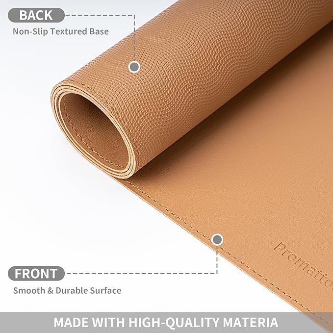 Oversized Non - Slip Desk Pad Protector with Premium Gift Box – Vegan Leather Waterproof Laptop Mat for Keyboard & Mouse, Grips Desk Firmly – Large Office Pad– Caramel Brown | Desk Pads Blotters - TrueDesk