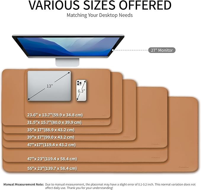Oversized Non - Slip Desk Pad Protector with Premium Gift Box – Vegan Leather Waterproof Laptop Mat for Keyboard & Mouse, Grips Desk Firmly – Large Office Pad– Caramel Brown | Desk Pads Blotters - TrueDesk