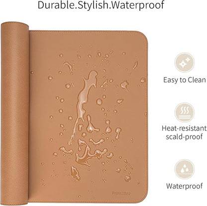 Oversized Non - Slip Desk Pad Protector with Premium Gift Box – Vegan Leather Waterproof Laptop Mat for Keyboard & Mouse, Grips Desk Firmly – Large Office Pad– Caramel Brown | Desk Pads Blotters - TrueDesk