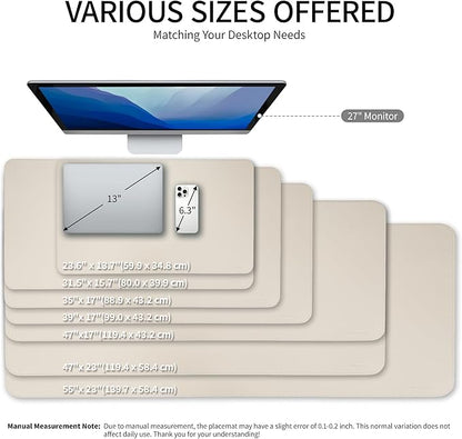 Oversized Non - Slip Desk Pad Protector with Premium Gift Box – Vegan Leather Waterproof Laptop Mat for Keyboard & Mouse, Grips Desk Firmly – Large Office Pad– Creamy White | Desk Pads Blotters - TrueDesk