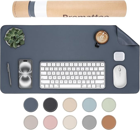 Oversized Non - Slip Desk Pad Protector with Premium Gift Box – Vegan Leather Waterproof Laptop Mat for Keyboard & Mouse, Grips Desk Firmly – Large Office Pad– Dusk Navy | Desk Pads Blotters - TrueDesk