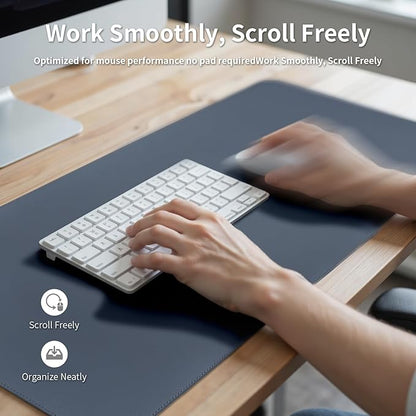 Oversized Non - Slip Desk Pad Protector with Premium Gift Box – Vegan Leather Waterproof Laptop Mat for Keyboard & Mouse, Grips Desk Firmly – Large Office Pad– Dusk Navy | Desk Pads Blotters - TrueDesk