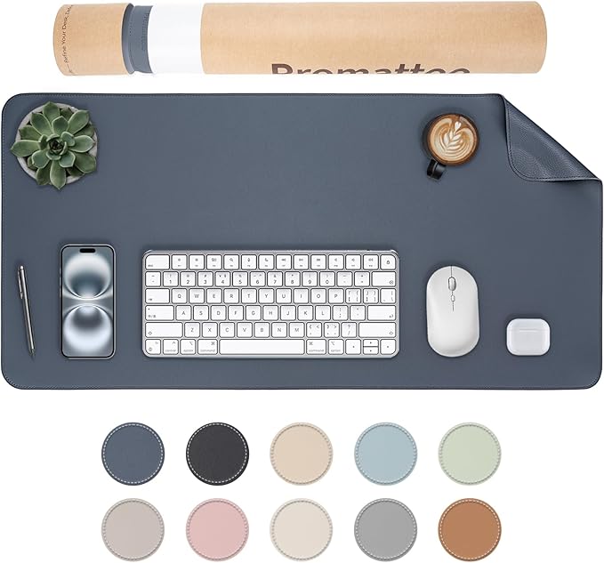 Oversized Non - Slip Desk Pad Protector with Premium Gift Box – Vegan Leather Waterproof Laptop Mat for Keyboard & Mouse, Grips Desk Firmly – Large Office Pad– Dusk Navy | Desk Pads Blotters - TrueDesk