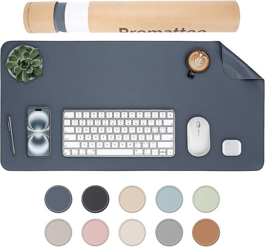 Oversized Non - Slip Desk Pad Protector with Premium Gift Box – Vegan Leather Waterproof Laptop Mat for Keyboard & Mouse, Grips Desk Firmly – Large Office Pad– Dusk Navy | Desk Pads Blotters - TrueDesk