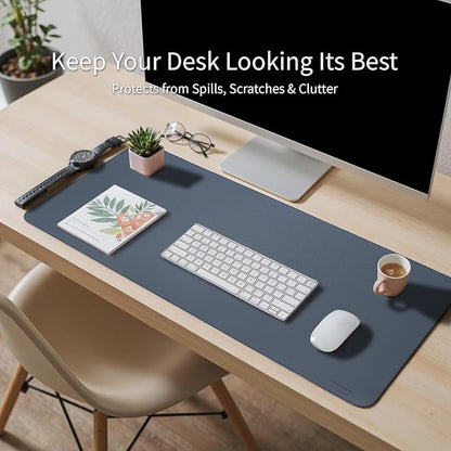 Oversized Non - Slip Desk Pad Protector with Premium Gift Box – Vegan Leather Waterproof Laptop Mat for Keyboard & Mouse, Grips Desk Firmly – Large Office Pad– Dusk Navy | Desk Pads Blotters - TrueDesk