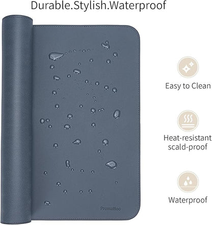 Oversized Non - Slip Desk Pad Protector with Premium Gift Box – Vegan Leather Waterproof Laptop Mat for Keyboard & Mouse, Grips Desk Firmly – Large Office Pad– Dusk Navy | Desk Pads Blotters - TrueDesk