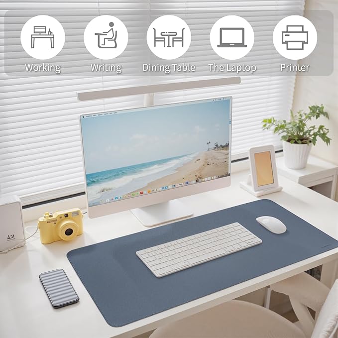 Oversized Non - Slip Desk Pad Protector with Premium Gift Box – Vegan Leather Waterproof Laptop Mat for Keyboard & Mouse, Grips Desk Firmly – Large Office Pad– Dusk Navy | Desk Pads Blotters - TrueDesk