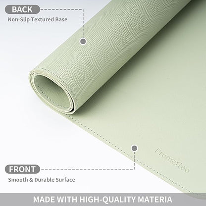Oversized Non - Slip Desk Pad Protector with Premium Gift Box – Vegan Leather Waterproof Laptop Mat for Keyboard & Mouse, Grips Desk Firmly – Large Office Pad– Matcha Green | Desk Pads Blotters - TrueDesk