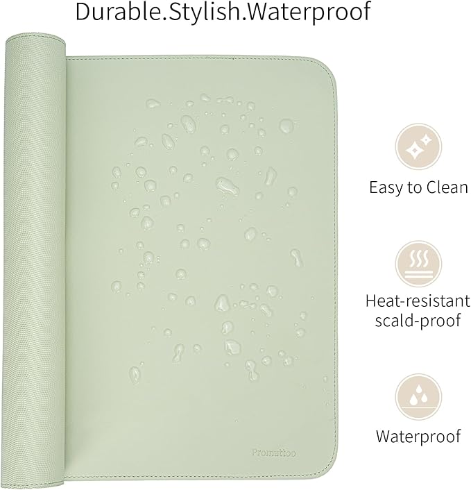 Oversized Non - Slip Desk Pad Protector with Premium Gift Box – Vegan Leather Waterproof Laptop Mat for Keyboard & Mouse, Grips Desk Firmly – Large Office Pad– Matcha Green | Desk Pads Blotters - TrueDesk
