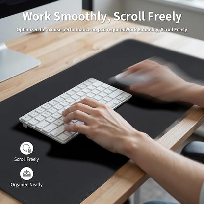 Oversized Non - Slip Desk Pad Protector with Premium Gift Box – Vegan Leather Waterproof Laptop Mat for Keyboard & Mouse, Grips Desk Firmly – Large Office Pad– Obsidian Black | Desk Pads Blotters - TrueDesk