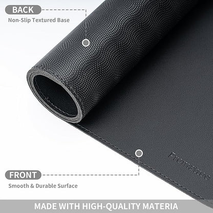 Oversized Non - Slip Desk Pad Protector with Premium Gift Box – Vegan Leather Waterproof Laptop Mat for Keyboard & Mouse, Grips Desk Firmly – Large Office Pad– Obsidian Black | Desk Pads Blotters - TrueDesk