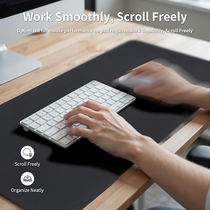 Oversized Non - Slip Desk Pad Protector with Premium Gift Box – Vegan Leather Waterproof Laptop Mat for Keyboard & Mouse, Grips Desk Firmly – Large Office Pad– Obsidian Black | Desk Pads Blotters - TrueDesk
