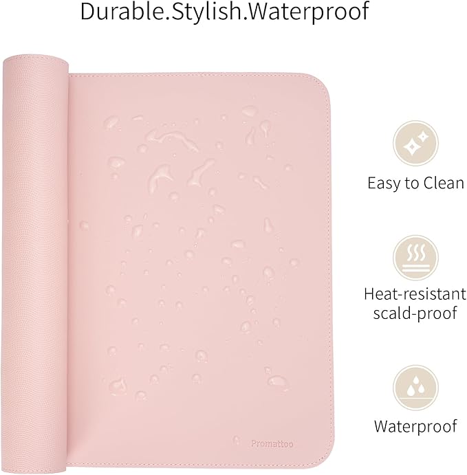 Oversized Non - Slip Desk Pad Protector with Premium Gift Box – Vegan Leather Waterproof Laptop Mat for Keyboard & Mouse, Grips Desk Firmly – Large Office Pad– Sakura Pink | Desk Pads Blotters - TrueDesk