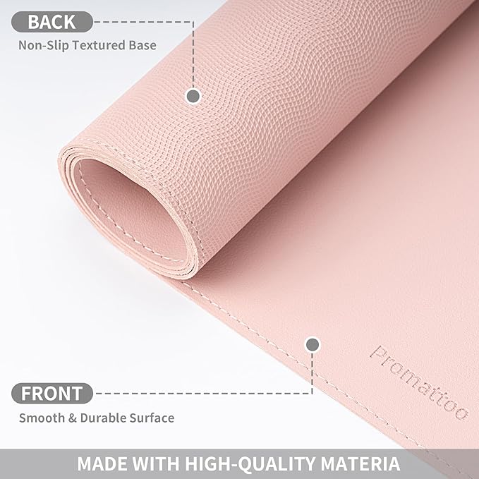 Oversized Non - Slip Desk Pad Protector with Premium Gift Box – Vegan Leather Waterproof Laptop Mat for Keyboard & Mouse, Grips Desk Firmly – Large Office Pad– Sakura Pink | Desk Pads Blotters - TrueDesk