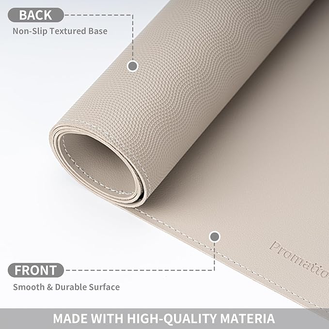 Oversized Non - Slip Desk Pad Protector with Premium Gift Box – Vegan Leather Waterproof Laptop Mat for Keyboard & Mouse, Grips Desk Firmly – Large Office Pad– Stone Gray | Desk Pads Blotters - TrueDesk