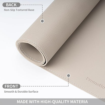Oversized Non - Slip Desk Pad Protector with Premium Gift Box – Vegan Leather Waterproof Laptop Mat for Keyboard & Mouse, Grips Desk Firmly – Large Office Pad– Stone Gray | Desk Pads Blotters - TrueDesk