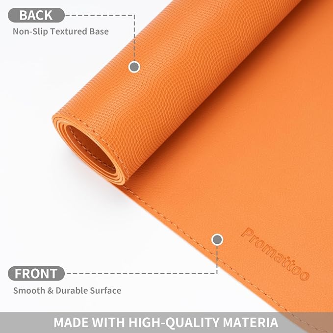 Oversized Non - Slip Desk Pad Protector with Premium Gift Box – Vegan Leather Waterproof Laptop Mat for Keyboard & Mouse, Grips Desk Firmly – Large Office Pad – Sunset Orange | Desk Pads Blotters - TrueDesk