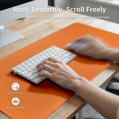 Oversized Non - Slip Desk Pad Protector with Premium Gift Box – Vegan Leather Waterproof Laptop Mat for Keyboard & Mouse, Grips Desk Firmly – Large Office Pad – Sunset Orange | Desk Pads Blotters - TrueDesk