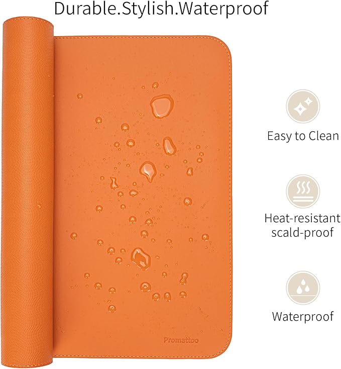 Oversized Non - Slip Desk Pad Protector with Premium Gift Box – Vegan Leather Waterproof Laptop Mat for Keyboard & Mouse, Grips Desk Firmly – Large Office Pad – Sunset Orange | Desk Pads Blotters - TrueDesk