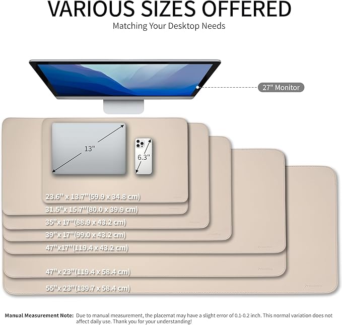 Oversized Non - Slip Desk Pad Protector with Premium Gift Box – Vegan Leather Waterproof Laptop Mat for Keyboard & Mouse, Grips Desk Firmly – Large Office Pad– Warm Beige | Desk Pads Blotters - TrueDesk