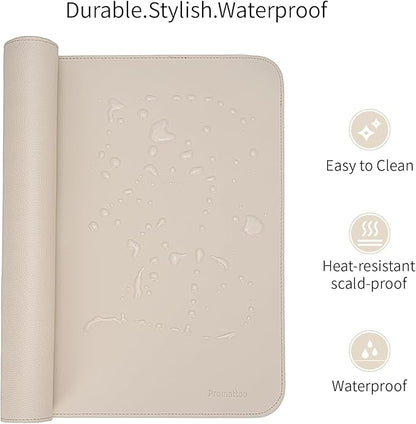 Oversized Non - Slip Desk Pad Protector with Premium Gift Box – Vegan Leather Waterproof Laptop Mat for Keyboard & Mouse, Grips Desk Firmly – Large Office Pad– Warm Beige | Desk Pads Blotters - TrueDesk