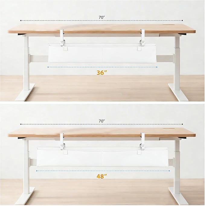 Oxford Cloth Under Desk Cable Management Tray,No - Drill 48" Desk Cable Management Organizer with Clip/Screw Installation,Fabric Cable Management for Home,Office & Gaming Computer(White) | Racks Cabinets - TrueDesk