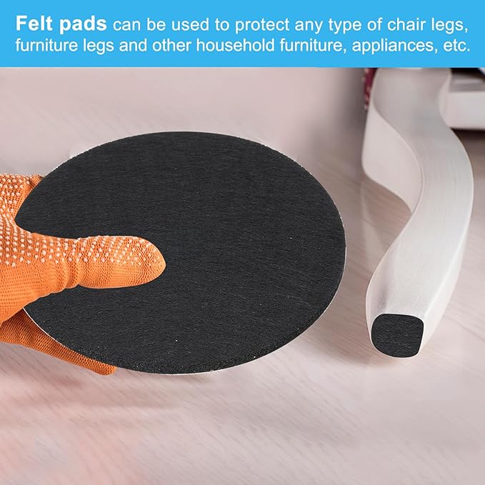 PATIKIL 10" Diameter Felt Furniture Pads, 8 Pack 1/5" Thick Lamp Base Felt Round Soft Adhesive Non - Slip Anti - Scratch Backed Felt Floor Protector for Lamp Furniture DIY Craft, Black | Furniture Pads - TrueDesk