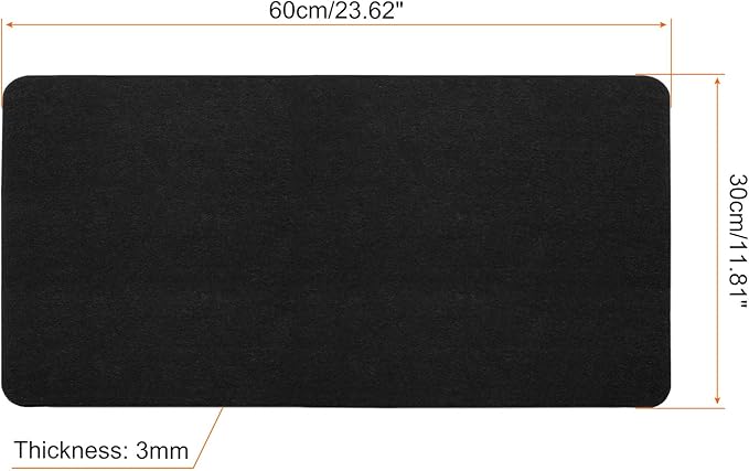 PATIKIL 24"x12" Desk Mat Protector, Felt Dual Side Desktop Pad Writing Mat for Office Home, Black | Desk Pads Blotters - TrueDesk