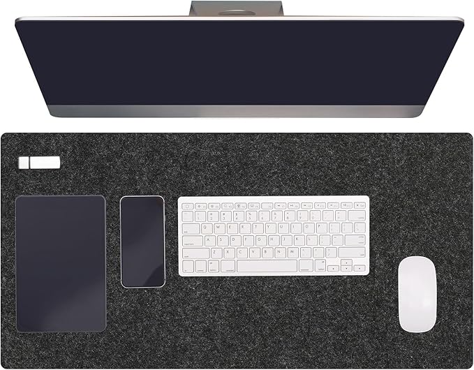 PATIKIL 31.5" x 15.7" Large Felt Desk Pad Protector, Non - Slip Desk Mat Full Table Mouse Pad Keyboard Mats for Laptop Computer Writing Desk Table Gaming Home, Dark Gray | Desk Pads Blotters - TrueDesk
