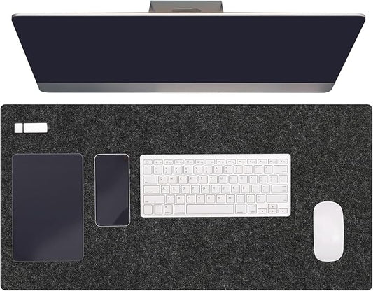 PATIKIL 31.5" x 15.7" Large Felt Desk Pad Protector, Non - Slip Desk Mat Full Table Mouse Pad Keyboard Mats for Laptop Computer Writing Desk Table Gaming Home, Dark Gray | Desk Pads Blotters - TrueDesk