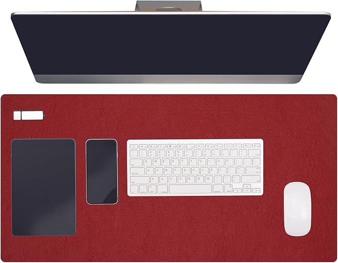 PATIKIL 31.5" x 15.7" Large Felt Desk Pad Protector, Upgrade Non - Slip Desk Mat Full Table Mouse Pad Keyboard Mats for Laptop Computer Writing Desk Table Gaming Home, Wine Red | Desk Pads Blotters - TrueDesk
