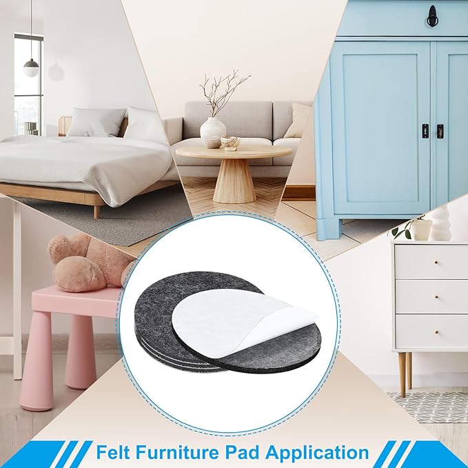 PATIKIL 4" Diameter Felt Furniture Pads, 8 Pack 1/5" Thick Lamp Base Felt Round Soft Adhesive Non - Slip Anti - Scratch Backed Felt Floor Protector for Lamp Furniture DIY Craft, Dark Grey | Furniture Pads - TrueDesk