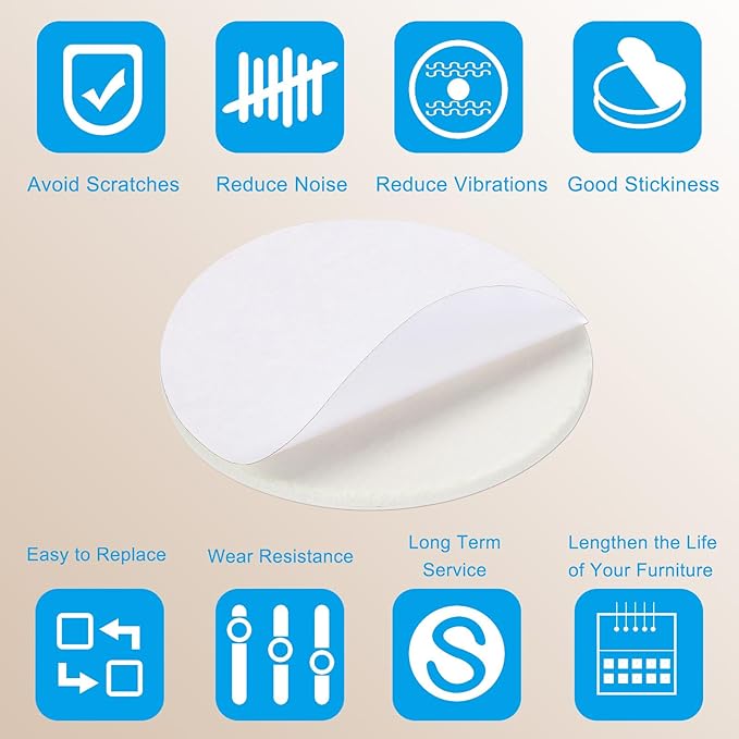 PATIKIL 4.5" Diameter Felt Furniture Pads, 8 Pack 1/5" Thick Lamp Base Felt Round Soft Adhesive Non - Slip Anti - Scratch Backed Felt Floor Protector for Lamp Furniture DIY Craft, White | Furniture Pads - TrueDesk