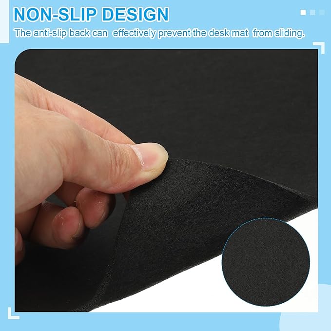 PATIKIL 47.2" x 23.6" Large Felt Desk Pad Protector, Non - Slip Desk Mat Full Table Mouse Pad Keyboard Mats for Laptop Computer Writing Desk Table Gaming Home, Black | Desk Pads Blotters - TrueDesk
