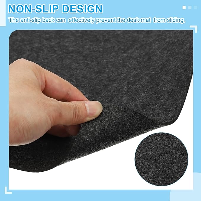 PATIKIL 47.2" x 23.6" Large Felt Desk Pad Protector, Non - Slip Desk Mat Full Table Mouse Pad Keyboard Mats for Laptop Computer Writing Desk Table Gaming Home, Dark Gray | Desk Pads Blotters - TrueDesk