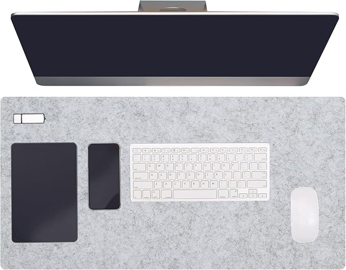 PATIKIL 47.2" x 23.6" Large Felt Desk Pad Protector, Non - Slip Desk Mat Full Table Mouse Pad Keyboard Mats for Laptop Computer Writing Desk Table Gaming Home, Light Gray | Desk Pads Blotters - TrueDesk