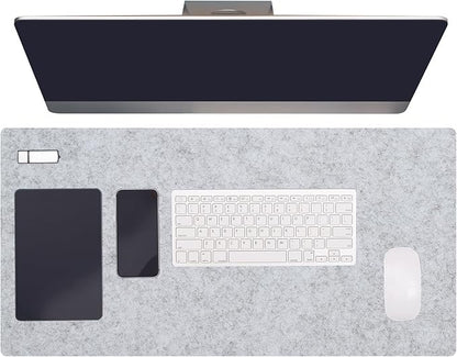 PATIKIL 47.2" x 23.6" Large Felt Desk Pad Protector, Non - Slip Desk Mat Full Table Mouse Pad Keyboard Mats for Laptop Computer Writing Desk Table Gaming Home, Light Gray | Desk Pads Blotters - TrueDesk