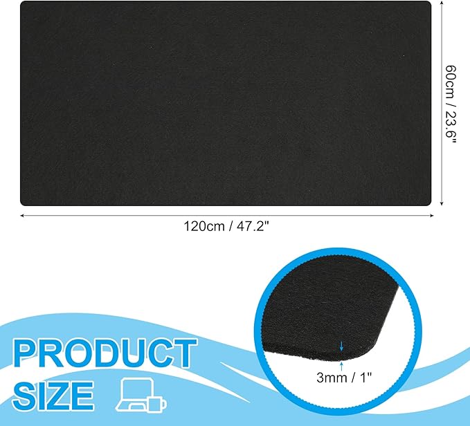 PATIKIL 47.2" x 23.6" Large Felt Desk Pad Protector, Upgrade Non - Slip Desk Mat Full Table Mouse Pad Keyboard Mats for Laptop Computer Writing Desk Table Gaming Home, Black | Desk Pads Blotters - TrueDesk