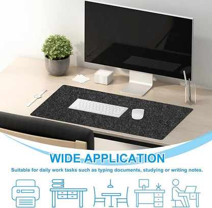 PATIKIL 47.2" x 23.6" Large Felt Desk Pad Protector, Upgrade Non - Slip Desk Mat Full Table Mouse Pad Keyboard Mats for Laptop Computer Writing Desk Table Gaming Home, Black | Desk Pads Blotters - TrueDesk