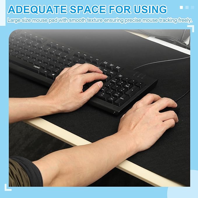 PATIKIL 47.2" x 23.6" Large Felt Desk Pad Protector, Upgrade Non - Slip Desk Mat Full Table Mouse Pad Keyboard Mats for Laptop Computer Writing Desk Table Gaming Home, Black | Desk Pads Blotters - TrueDesk
