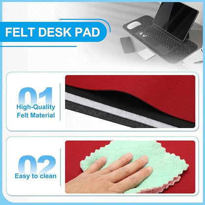PATIKIL 47.2" x 23.6" Large Felt Desk Pad Protector, Upgrade Non - Slip Desk Mat Full Table Mouse Pad Keyboard Mats for Laptop Computer Writing Desk Table Gaming Home, Black | Desk Pads Blotters - TrueDesk
