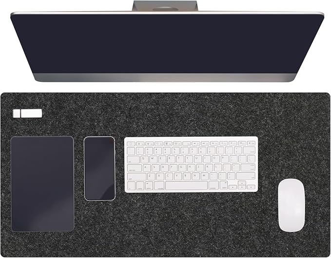 PATIKIL 47.2" x 23.6" Large Felt Desk Pad Protector, Upgrade Non - Slip Desk Mat Full Table Mouse Pad Keyboard Mats for Laptop Computer Writing Desk Table Gaming Home, Dark Gray | Desk Pads Blotters - TrueDesk