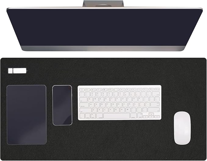 PATIKIL 47.2" x 23.6" Large Felt Desk Pad Protector, Upgrade Non - Slip Desk Mat Full Table Mouse Pad Keyboard Mats for Laptop Computer Writing Desk Table Gaming Home, Black | Desk Pads Blotters - TrueDesk