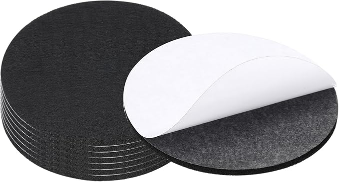 PATIKIL 5" Diameter Black Felt Furniture Pads, 8 Pack 1/5" Thick Round Soft Adhesive Non - Slip Anti - Scratch Backed Felt Floor Protector for Lamp Furniture DIY Craft | Furniture Pads - TrueDesk